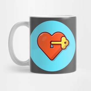 Love And Key Cartoon Vector Icon Illustration Mug